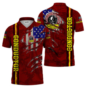 Railspirit Personalized Denver and Rio Grande Western Railroad Polo Shirt USA Flag Claw Art with Custom Job Train Shirt