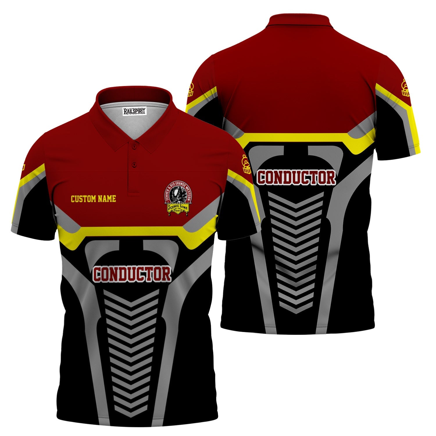 Railspirit Personalized Denver and Rio Grande Western Railroad Polo Shirt Track-Inspired with Custom Job Position  Train Shirt