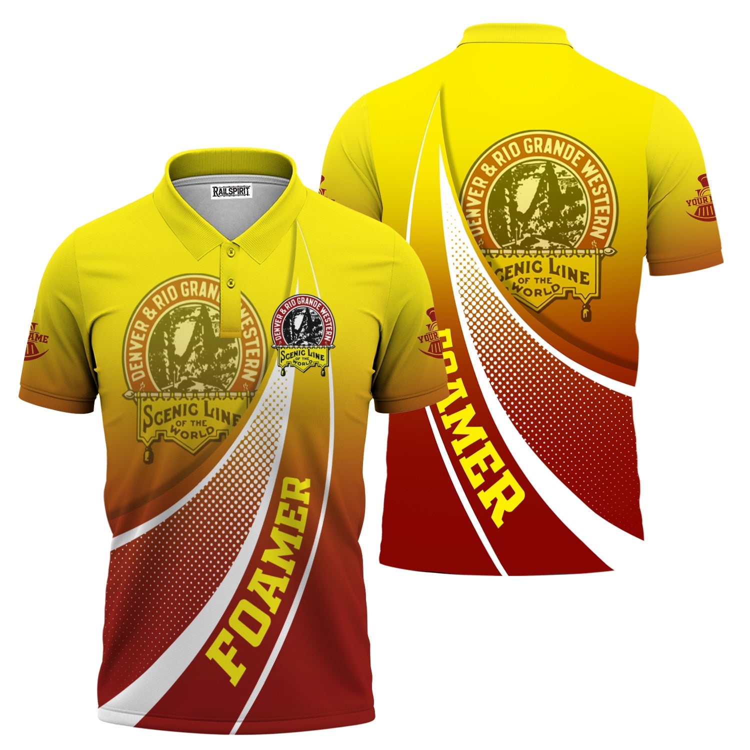 Railspirit Personalized Denver and Rio Grande Western Railroad Polo Shirt Railway-Themed Style Shirt Gift Idea For Trainspotter