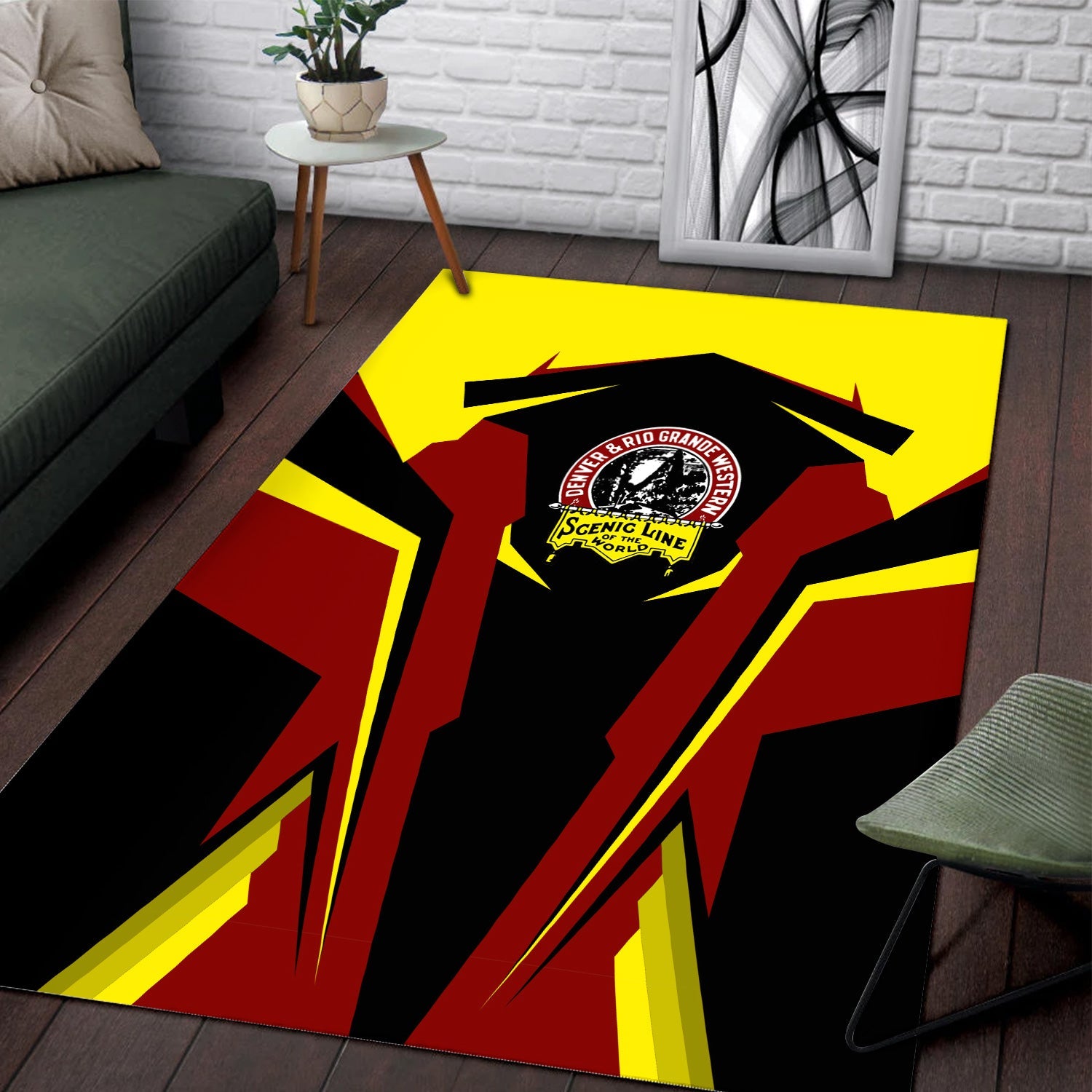 Railspirit Personalized Denver and Rio Grande Western Railroad Area Rug Strong Line Style  Train Area Rug Gift Idea For Train Lover