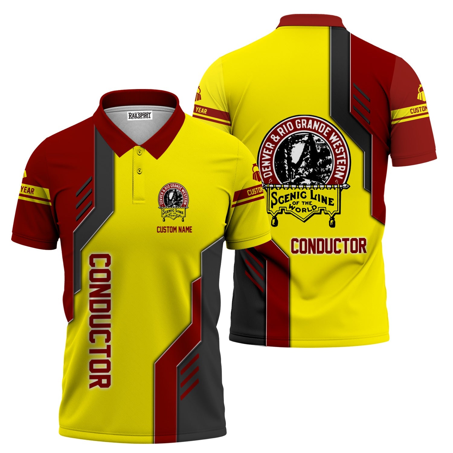 Railspirit Personalized Denver and Rio Grande Western Railroad Polo Shirt Unique Railway Style with Custom Job Train Shirt
