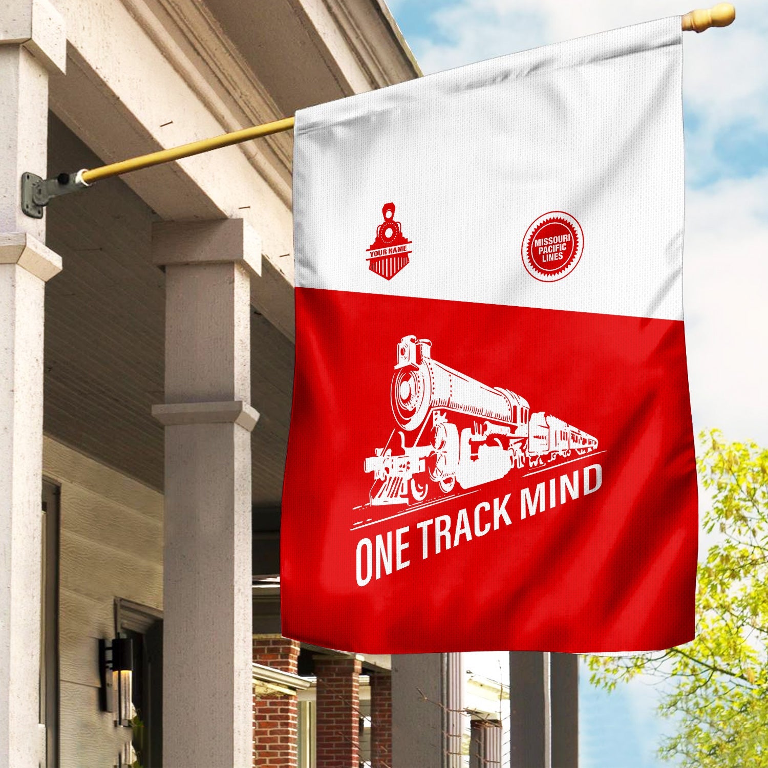 Railspirit Personalized Missouri Pacific Railroad Garden Flag One Track Mind Flag Gift Idea For Train Lover