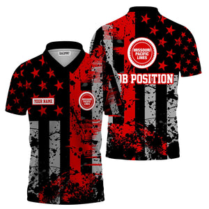 Railspirit Personalized Missouri Pacific Railroad Polo Shirt Artistic Paint American Flag Style Train Shirt