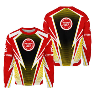 Railspirit Personalized Missouri Pacific Railroad Sweatshirt Lightning Graphic Style Shirt Gift Idea For Train Lover