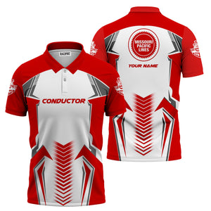 Railspirit Personalized Missouri Pacific Railroad Polo Shirt Standout Style with Custom Position Train Shirt