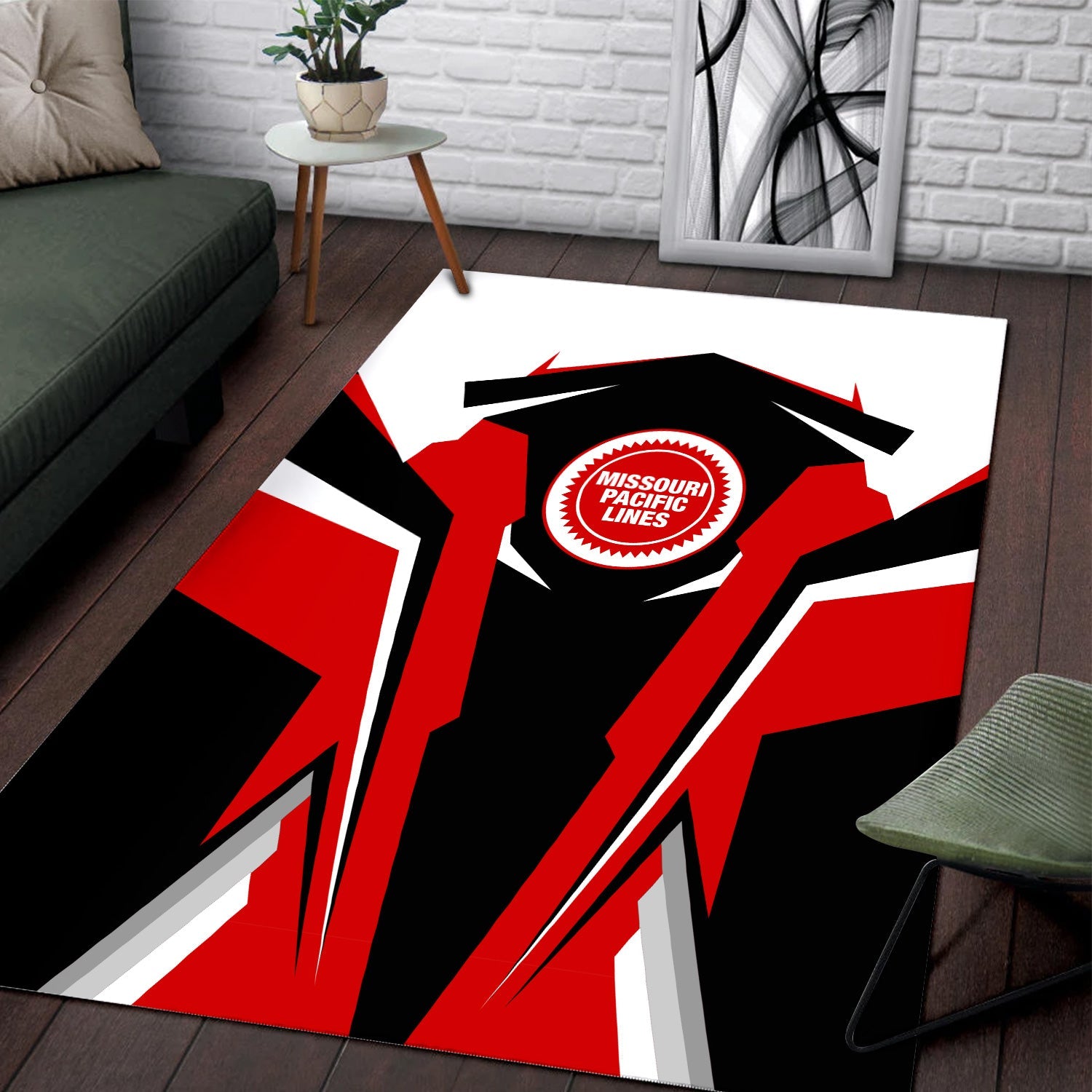 Railspirit Personalized Missouri Pacific Railroad Area Rug Strong Line Style Train Area Rug Gift Idea For Train Lover