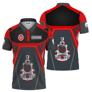 Railspirit Personalized Missouri Pacific Railroad Polo Shirt Steam Locomotive Engine Graphic Train Shirt All Over Print
