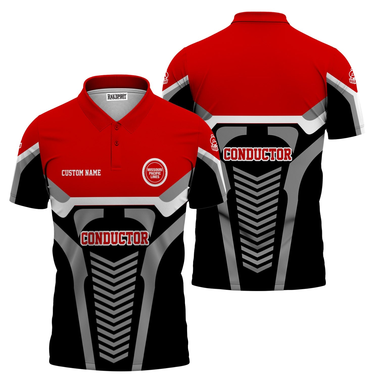 Railspirit Personalized Missouri Pacific Railroad Polo Shirt Track-Inspired with Custom Job Position Train Shirt