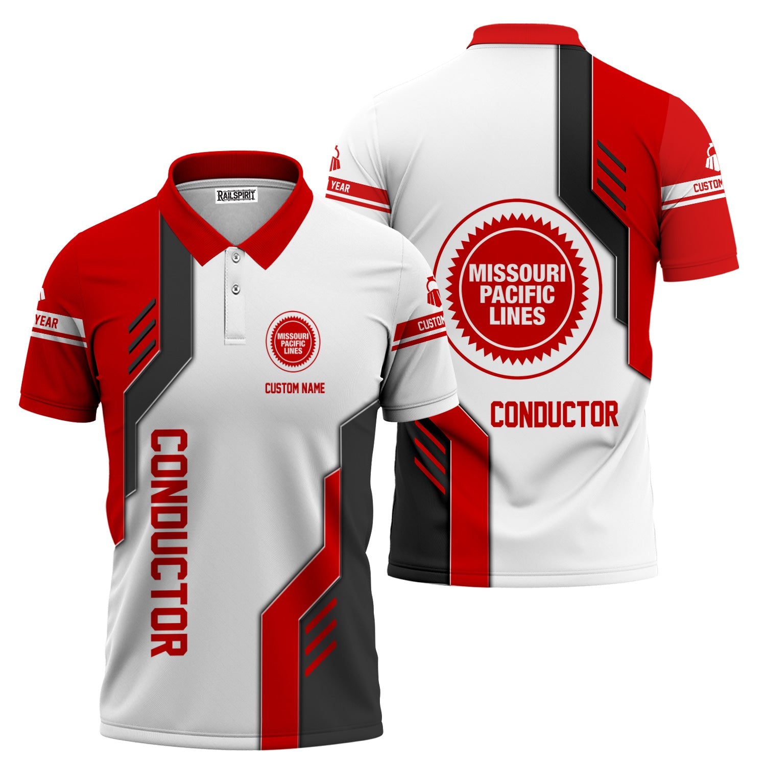 Railspirit Personalized Missouri Pacific Railroad Polo Shirt Unique Railway Style with Custom Job Train Shirt