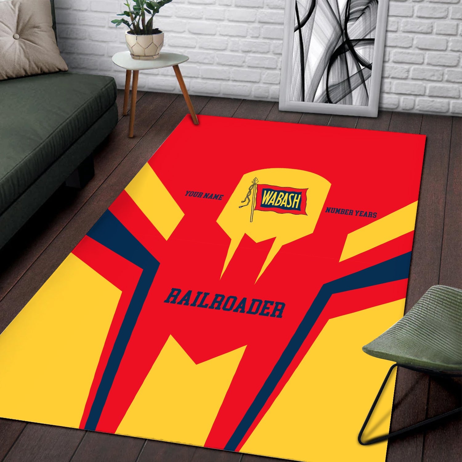 Railspirit Personalized Wabash Railroad Area Rug Custom Year Railroader Rug Gift Idea For Train Lover