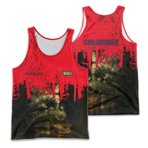 Railspirit Personalized Wabash Railroad Men Tank Top Vintage Train Art Style Shirt For Locomotive Fans
