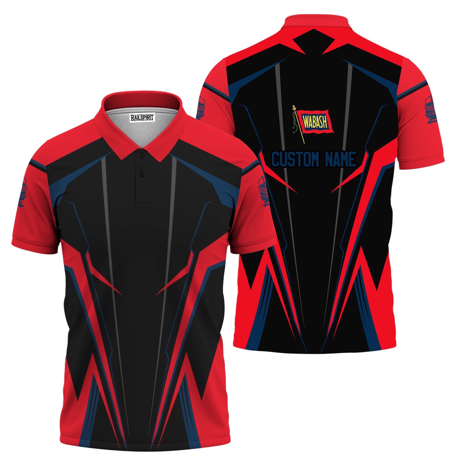 Railspirit Personalized Wabash Railroad Polo Shirt Lightning-Edge Design Train Shirt For Railroad Lovers