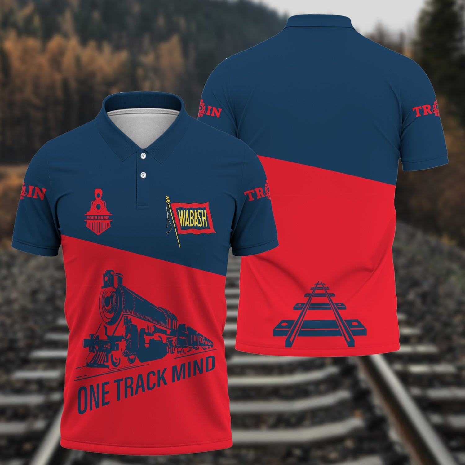 Railspirit Personalized Wabash Railroad Polo Shirt One Track Mind Unisex Train Shirt Gift Idea For Train Lover