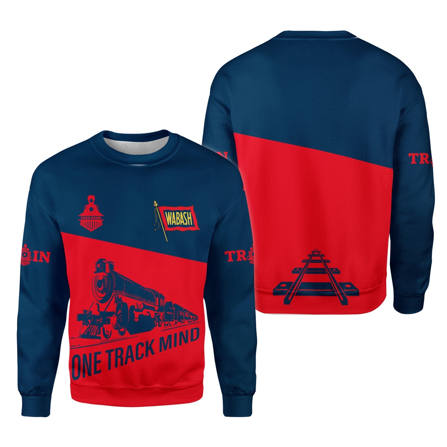 Railspirit Personalized Wabash Railroad Sweatshirt One Track Mind Train Sweater Gift Idea For Train Lover