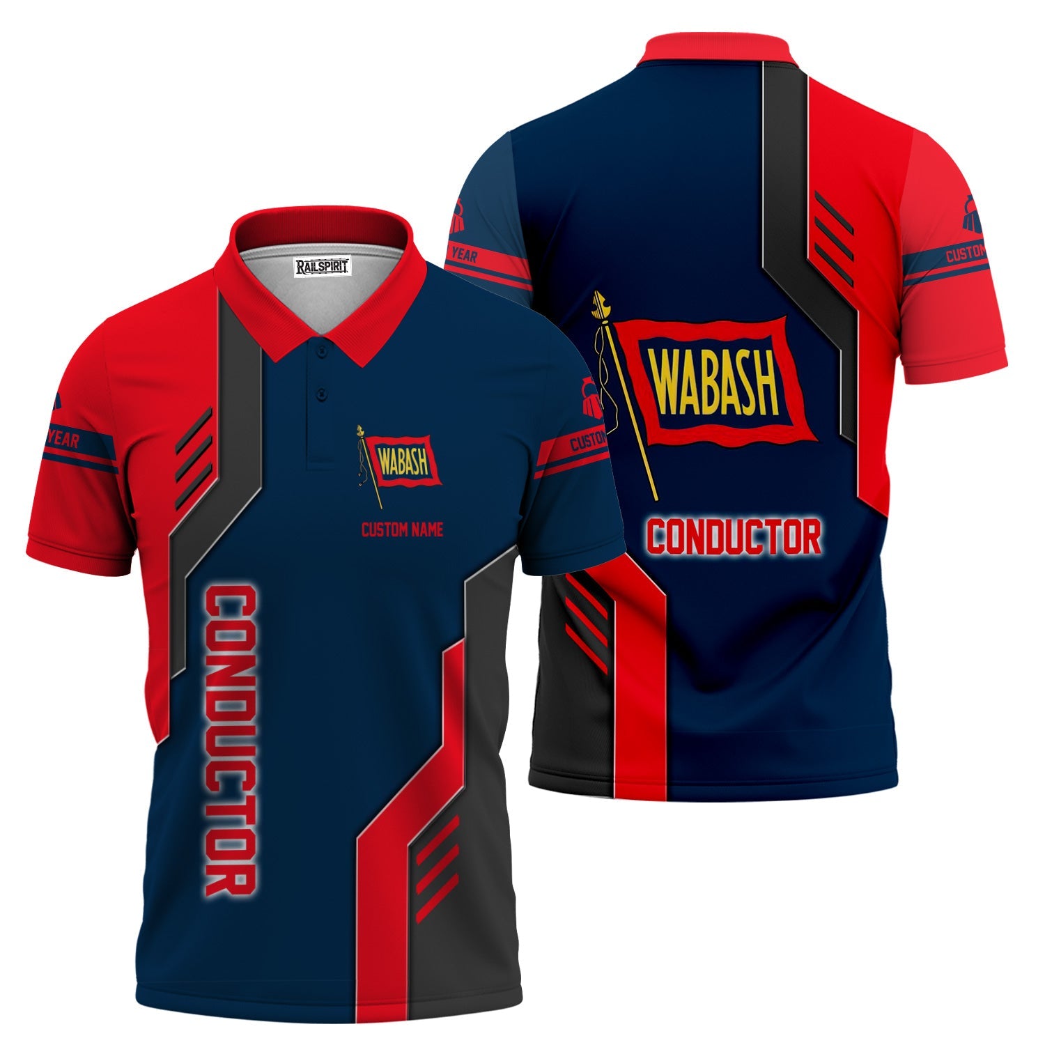 Railspirit Personalized Wabash Railroad Polo Shirt Unique Railway Style with Custom Job Train Shirt