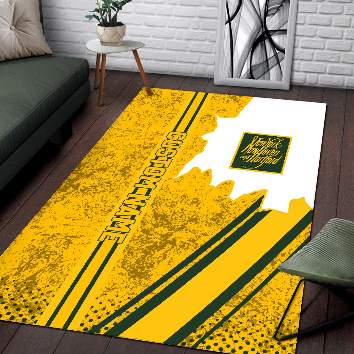 Railspirit Personalized New York, New Haven and Hartford Railroad Area Rug Vintage New Haven Railroad All Over Printed Rug