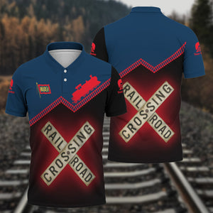 Railspirit Personalized Wabash Railroad Polo Shirt Railroad Crossing Printed Train Track Shirt