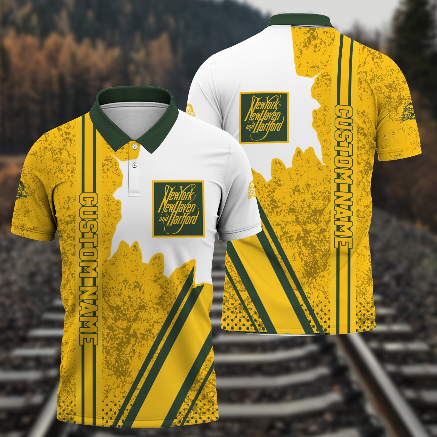 Railspirit Personalized New York, New Haven and Hartford Railroad Polo Shirt New Haven Railroad All Over Printed Unisex Shirt