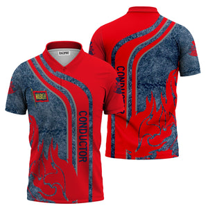 Railspirit Personalized Wabash Railroad Polo Shirt Flame Design with Custom Job Position Train Shirt