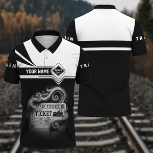 Railspirit Custom Name Reading Railroad Polo Shirt American Train Ticket Printed Shirt