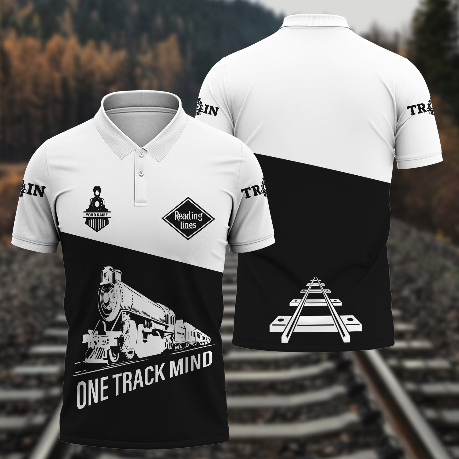 Railspirit Personalized Reading Railroad Polo Shirt One Track Mind Unisex Train Shirt Gift Idea For Train Lover