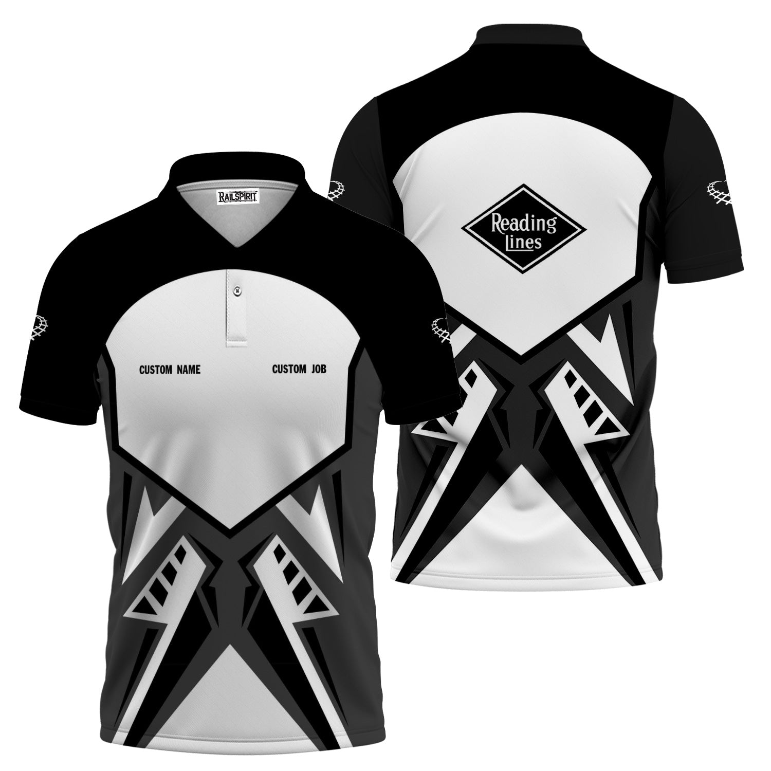 Railspirit Personalized Reading Railroad Polo Shirt Vibriant Style with Custom Position Train Shirt
