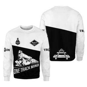 Railspirit Personalized Reading Railroad Sweatshirt One Track Mind Train Sweater Gift Idea For Train Lover