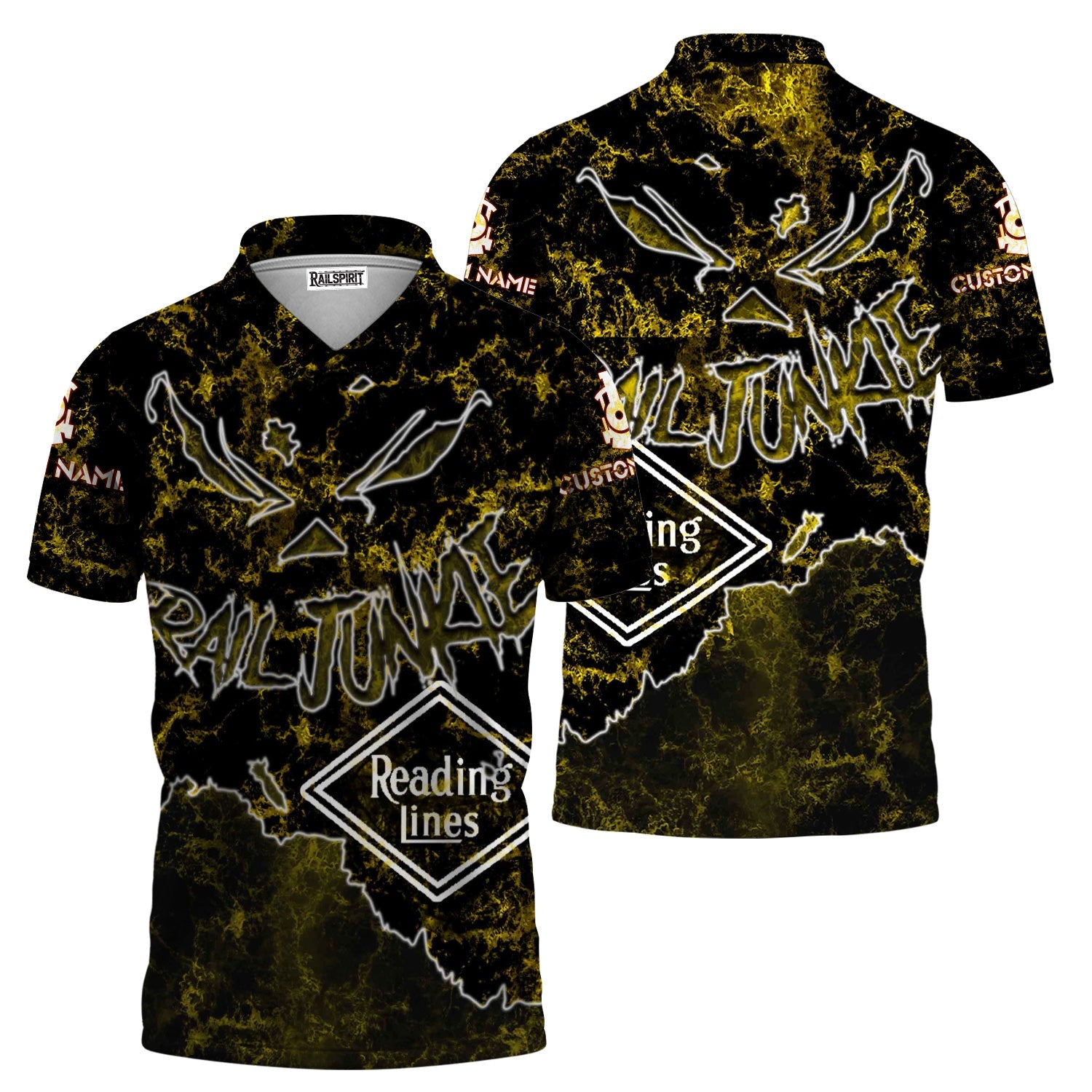 Railspirit Personalized Reading Railroad Polo Shirt Torn Graphic Style Train Shirt For Rail Junkie