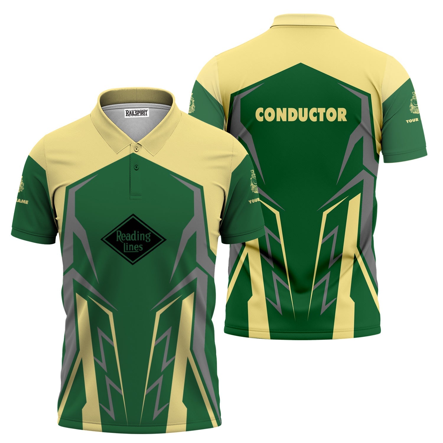 Railspirit Personalized Reading Railroad Polo Shirt Futuristic Design with Custom Job Train Shirt