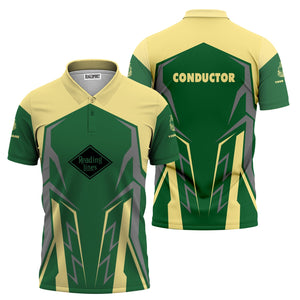 Railspirit Personalized Reading Railroad Polo Shirt Futuristic Design with Custom Job Train Shirt