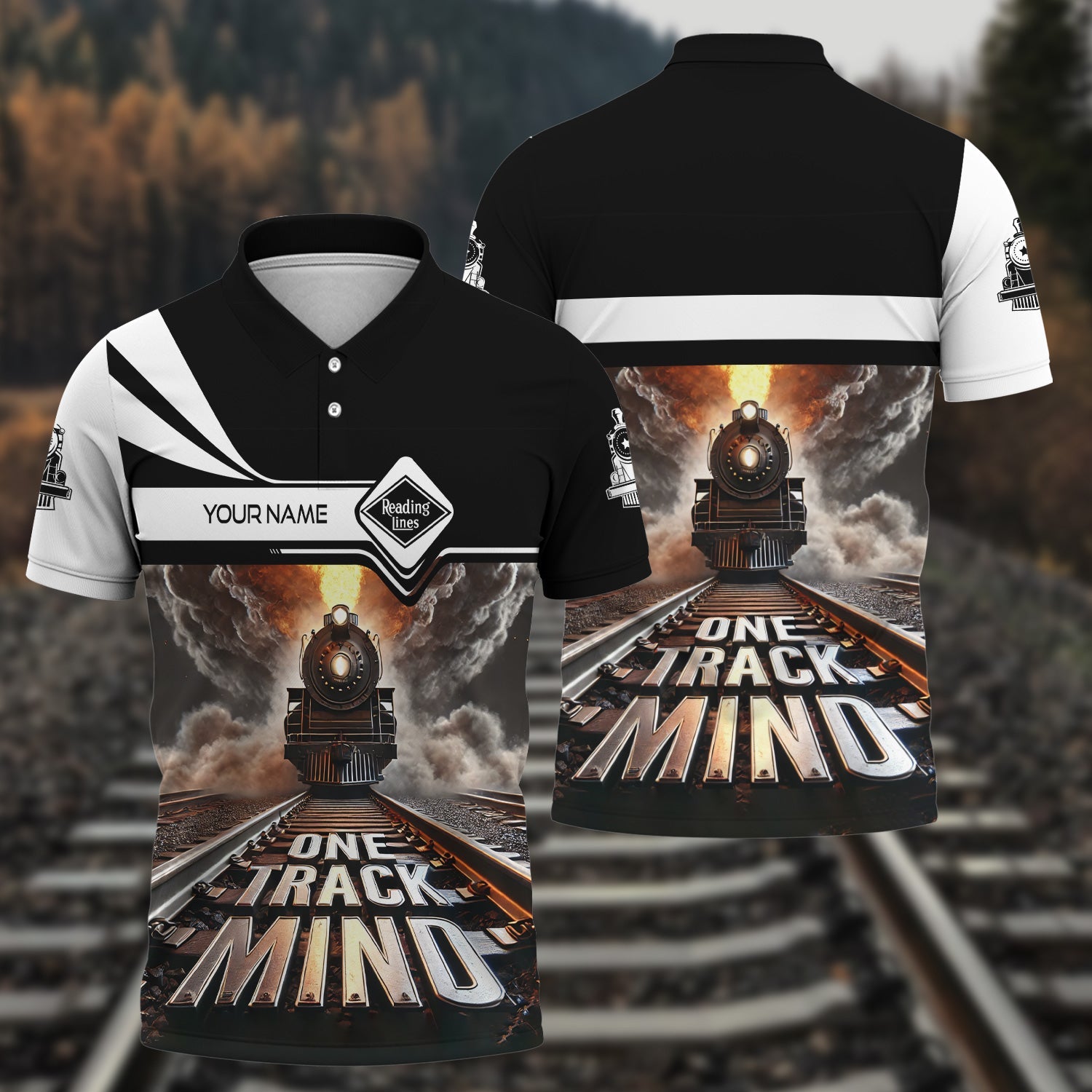 Railspirit Personalized Reading Railroad Polo Shirt One Track Mind Train Printed Shirt