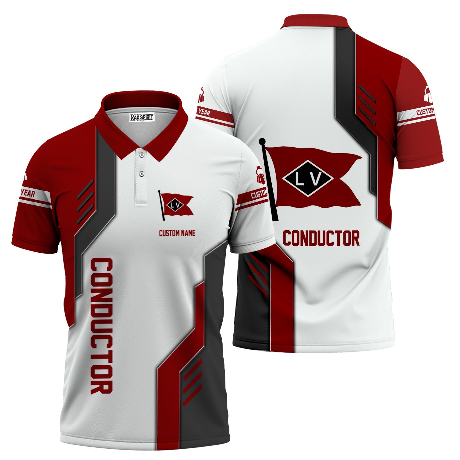 Railspirit Personalized Lehigh Valley Railroad Polo Shirt Unique Railway Style with Custom Job Train Shirt