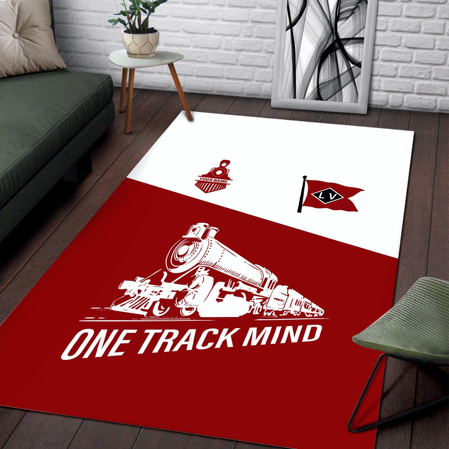 Railspirit Personalized Lehigh Valley Railroad Area Rug One Track Mind Train Rug Gift Idea For Train Lover