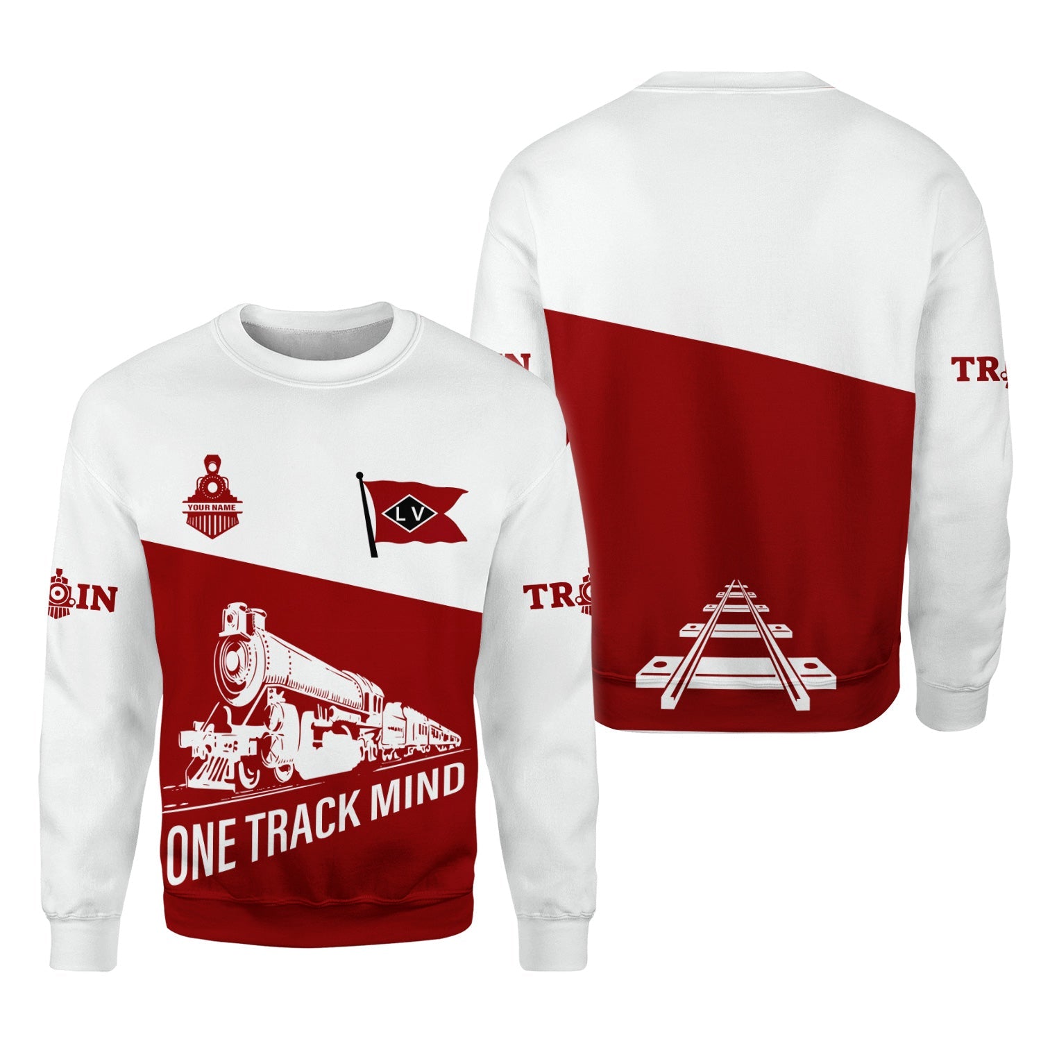 Railspirit Personalized Lehigh Valley Railroad Sweatshirt One Track Mind Train Sweater Gift Idea For Train Lover