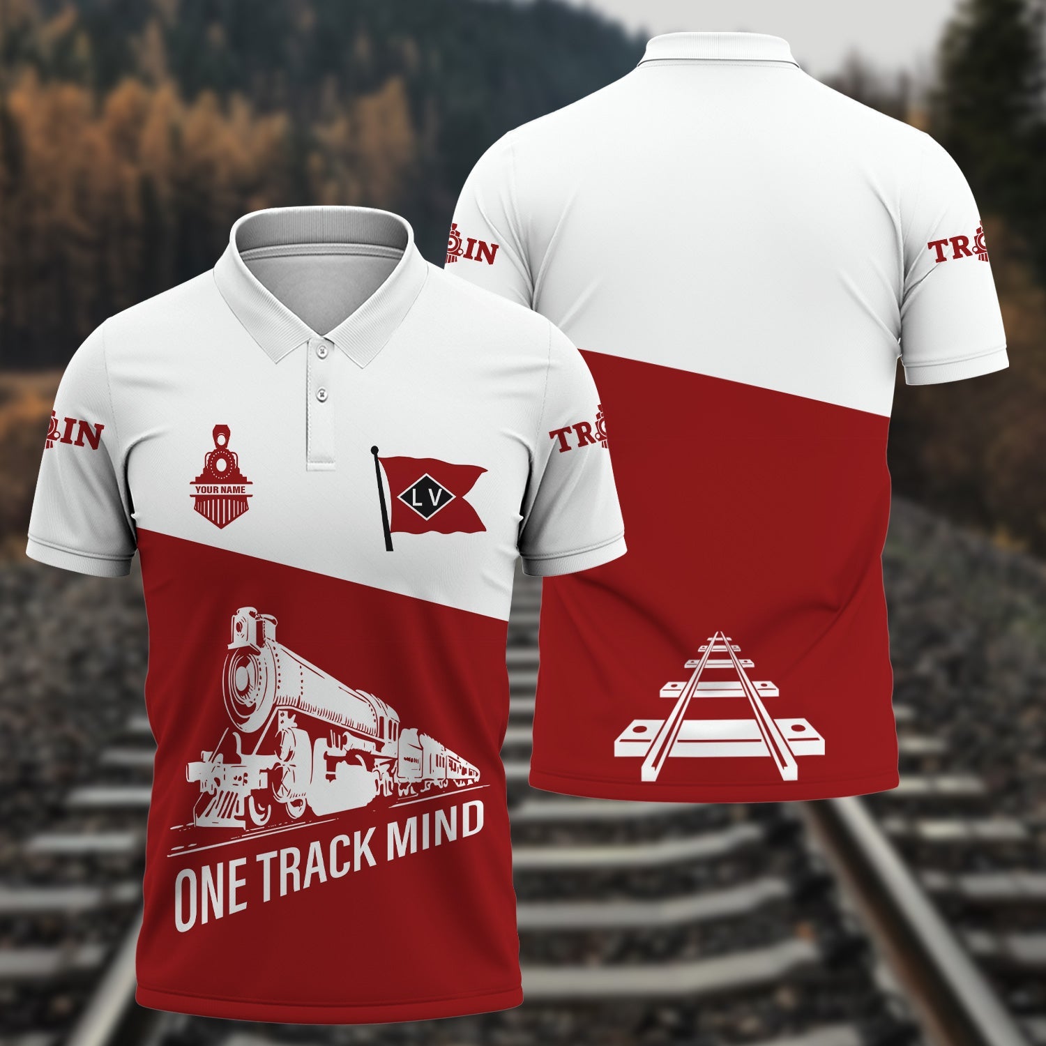 Railspirit Personalized Lehigh Valley Railroad Polo Shirt One Track Mind Unisex Train Shirt Gift Idea For Train Lover