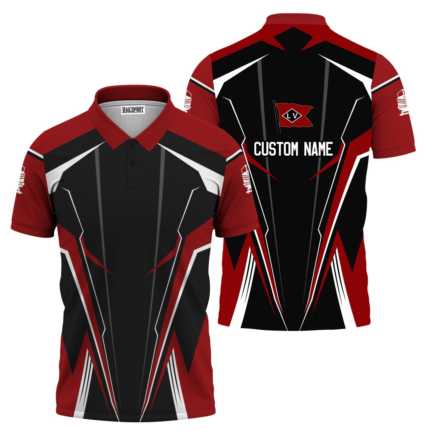 Railspirit Personalized Lehigh Valley Railroad Polo Shirt Lightning-Edge Design Train Shirt For Railroad Lovers