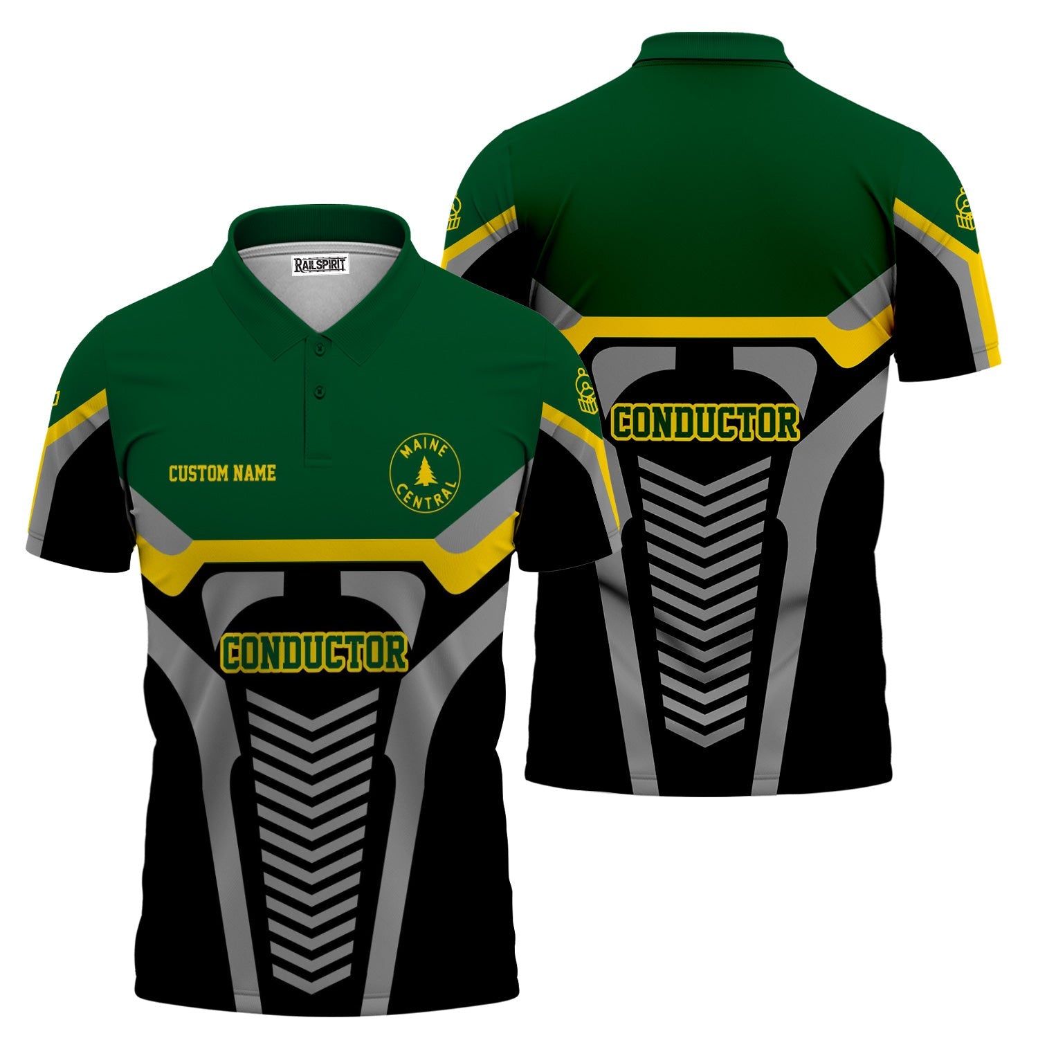 Railspirit Personalized Maine Central Railroad Polo Shirt Track-Inspired with Custom Job Position  Train Shirt