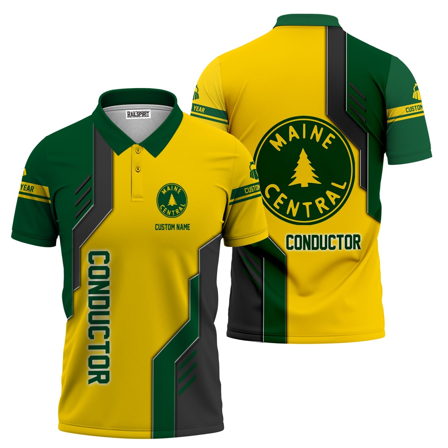 Railspirit Personalized Maine Central Railroad Polo Shirt Unique Railway Style with Custom Job Train Shirt