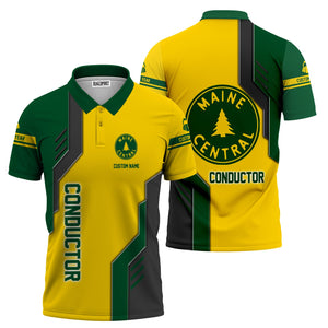 Railspirit Personalized Maine Central Railroad Polo Shirt Unique Railway Style with Custom Job Train Shirt