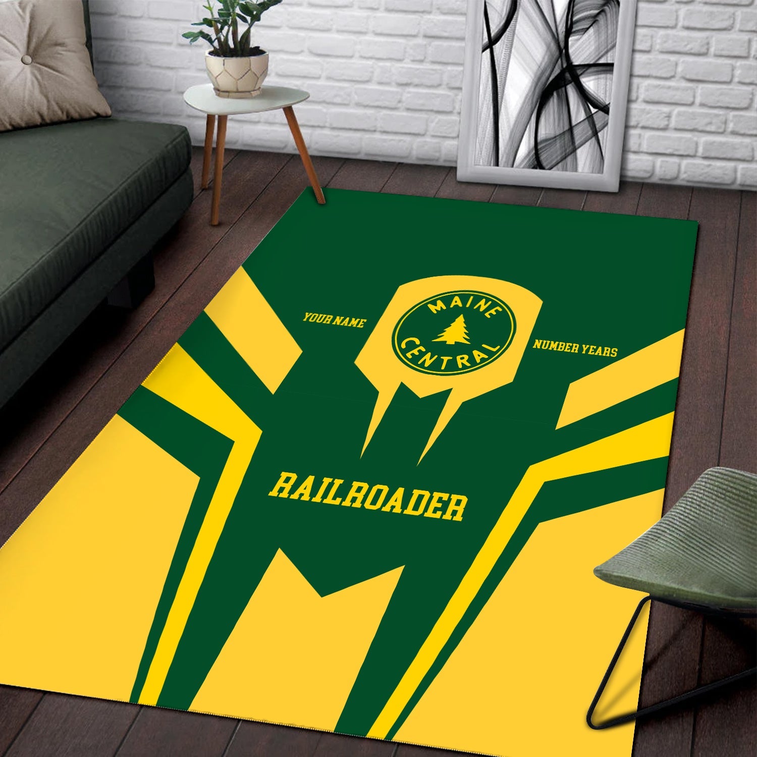 Railspirit Personalized Maine Central Railroad Area Rug Custom Year Railroader Rug Gift Idea For Train Lover