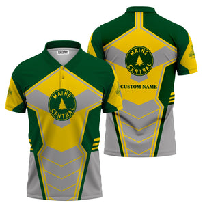 Railspirit Personalized Maine Central Railroad Polo Shirt Engine-Inspired Style Train Shirt for Railroad Fanatic