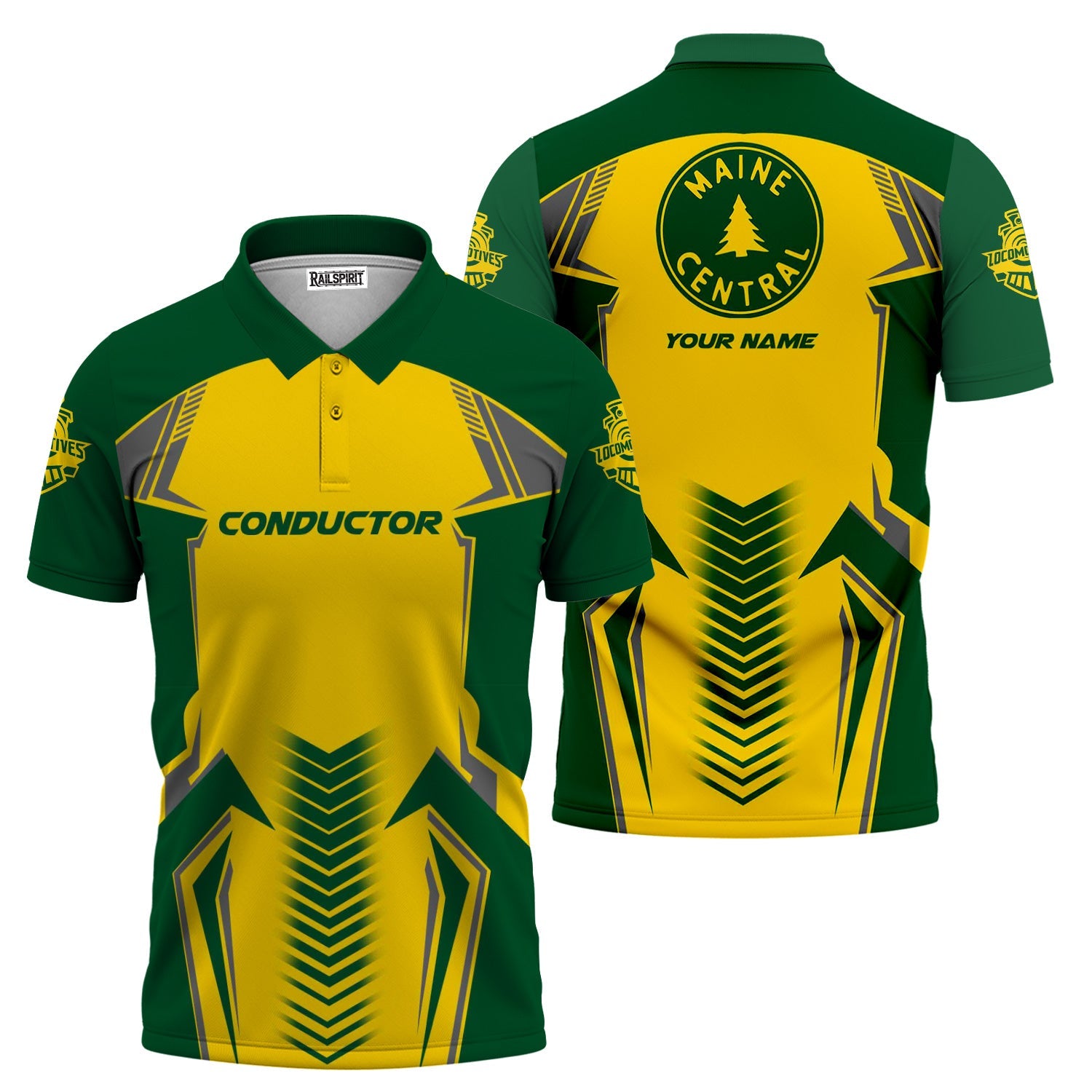 Railspirit Personalized Maine Central Railroad Polo Shirt Standout Style with Custom Position Train Shirt