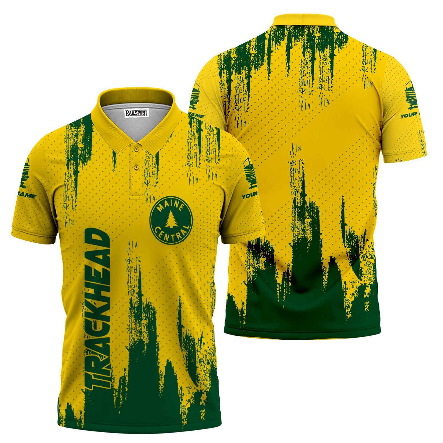 Railspirit Personalized Maine Central Railroad Polo Shirt Paint Impact Design Train Shirt for Trackhead