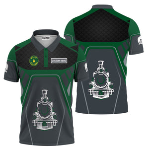 Railspirit Personalized Maine Central Railroad Polo Shirt Steam Locomotive Engine Graphic Train Shirt All Over Print
