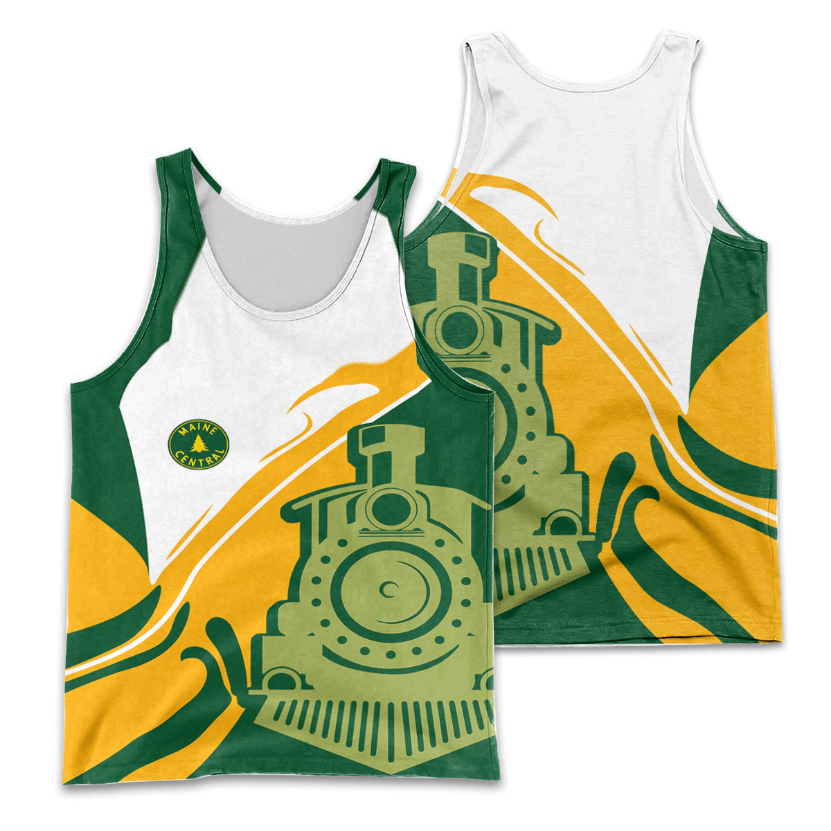 Railspirit Personalized Maine Central Railroad Men Tank Top Flame-Inspired Style Shirt Gift Idea For Train Lovers