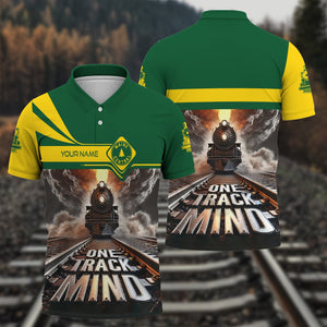 Railspirit Personalized Maine Central Railroad Polo Shirt One Track Mind Train Printed Shirt