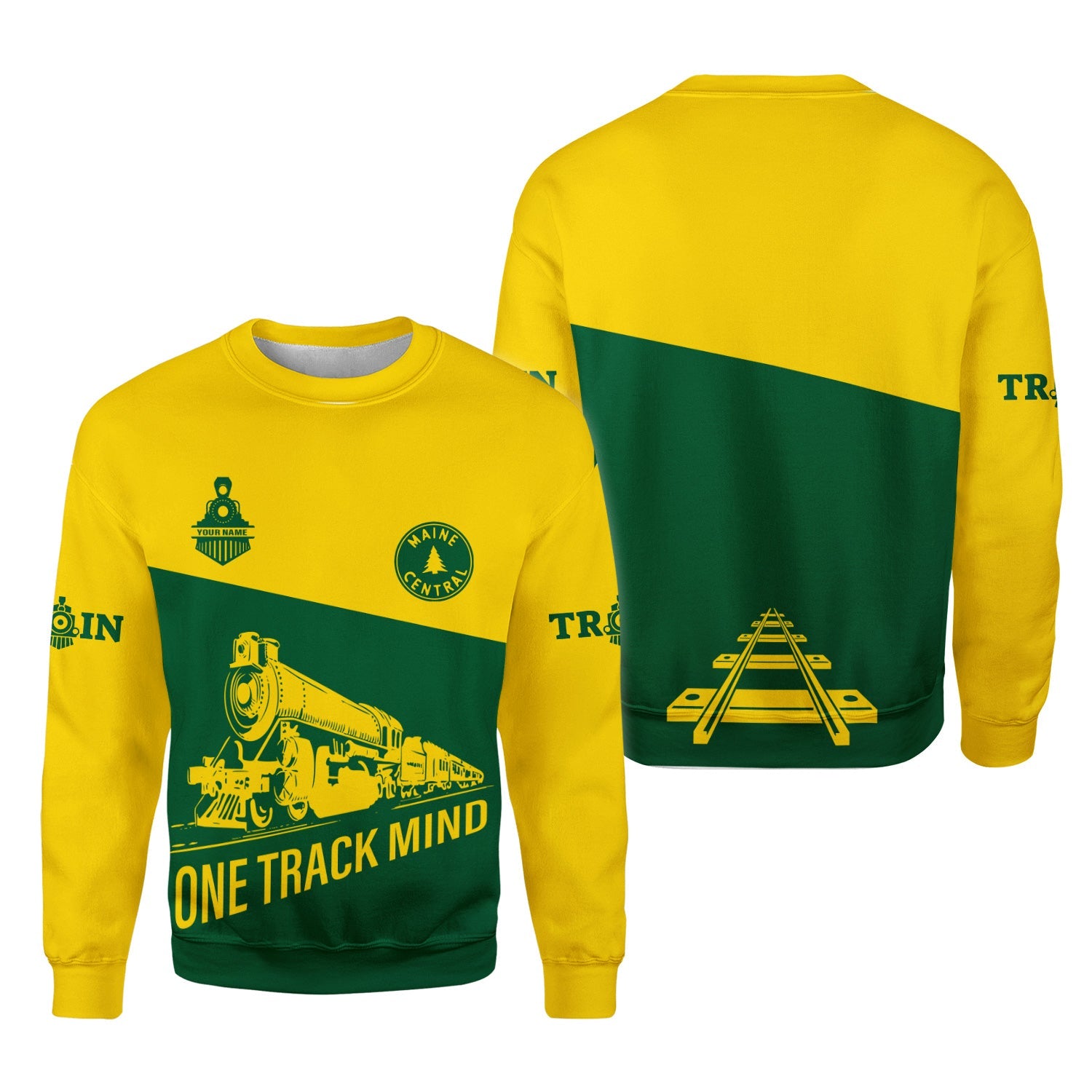 Railspirit Personalized Maine Central Railroad Sweatshirt One Track Mind Train Sweater Gift Idea For Train Lover