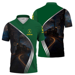 Railspirit Personalized Maine Central Railroad Polo Shirt Steampunk Locomotive with Custom Year Train Shirt