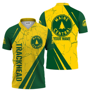 Railspirit Personalized Maine Central Railroad Polo Shirt Crackle Texture Style Train Shirt For Trackhead