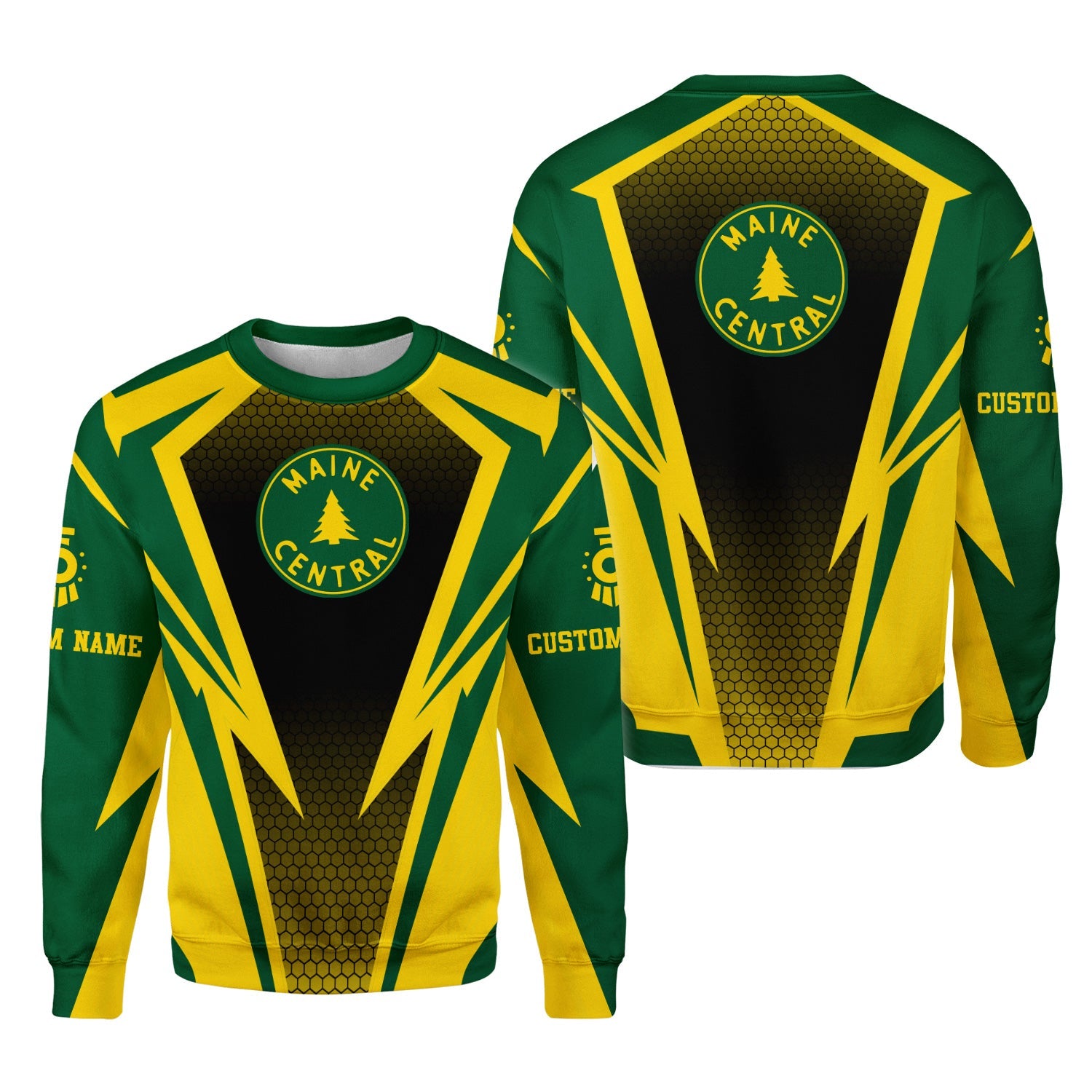 Railspirit Personalized Maine Central Railroad Sweatshirt Lightning Graphic Style Shirt Gift Idea For Train Lover